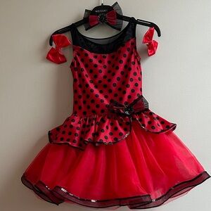 Weissman red and black polka dot dance costume tutu